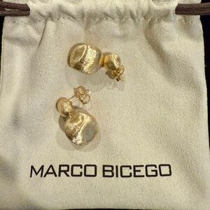 Marco Bicego “Africa Collection” 18k Yellow Gold Bead Drop Earrings New in Box